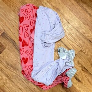 Kids Heart Print Pajamas - Pink and Purple